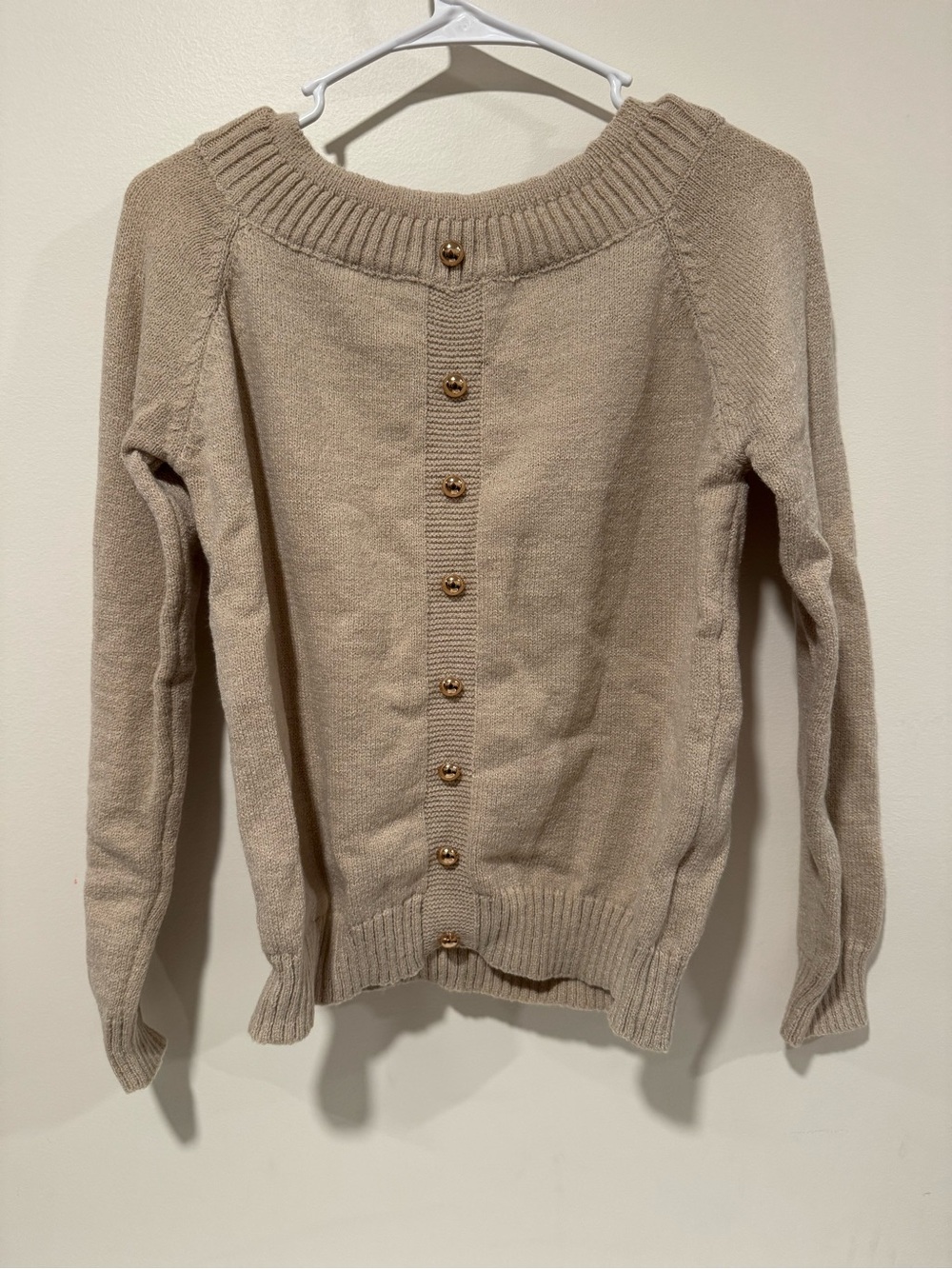 SHEIN Women’s Beige Button-Back Sweater Medium